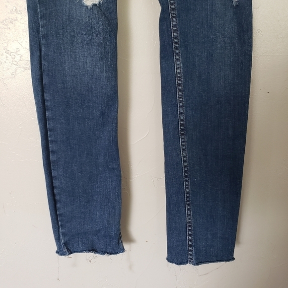 Free People Size 27 Skinny Jeans Medium Wash Denim Exposed 5 Button Fly Raw Hem - Picture 4 of 7